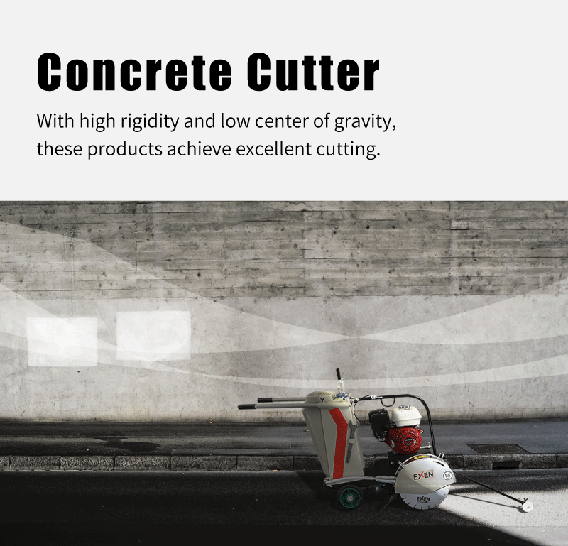 Semi-self-propelled concrete saw wet type