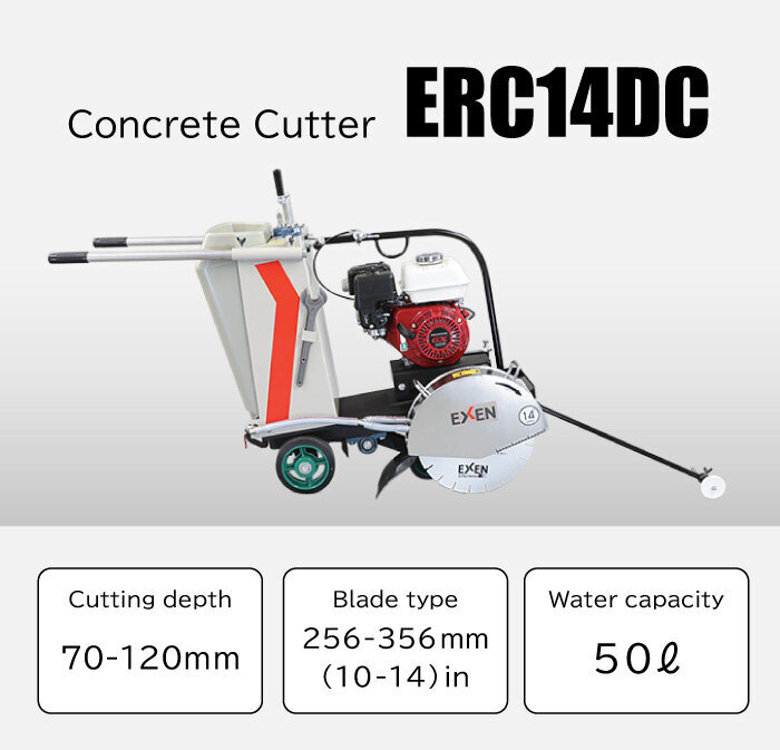 Semi-self-propelled concrete saw wet type