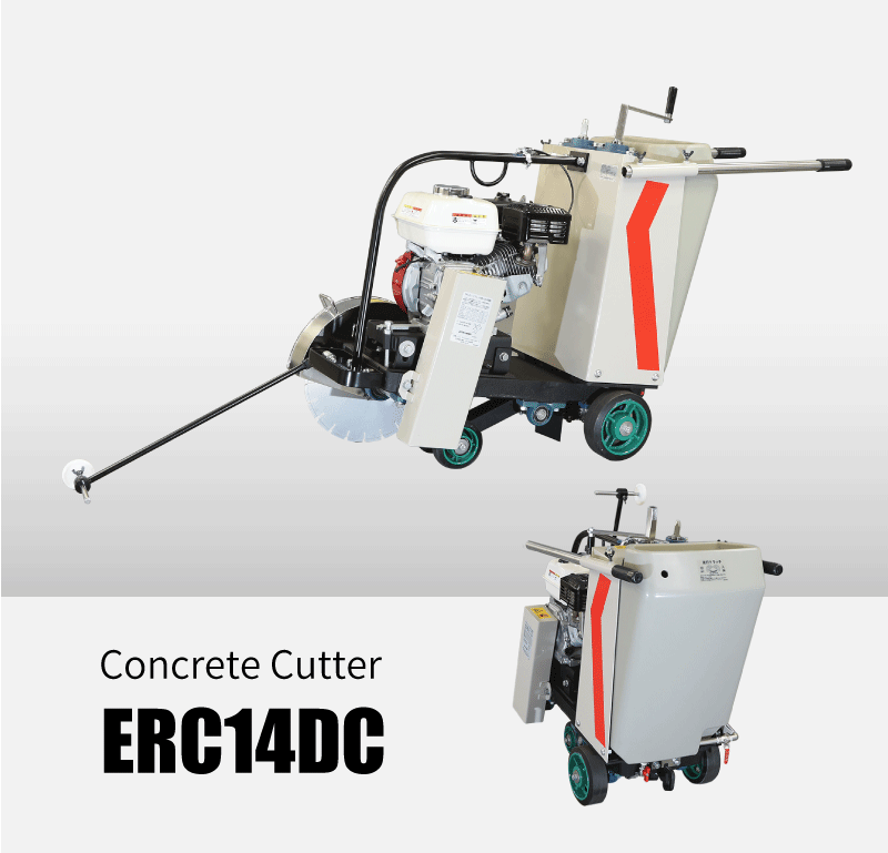 Semi-self-propelled concrete saw wet type