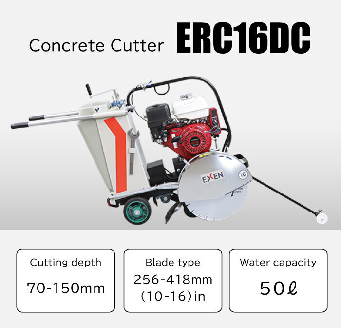 Semi-self-propelled concrete saw wet type