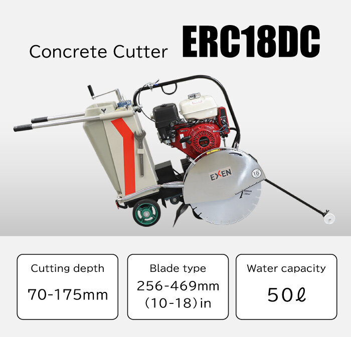 Semi-self-propelled concrete saw wet type