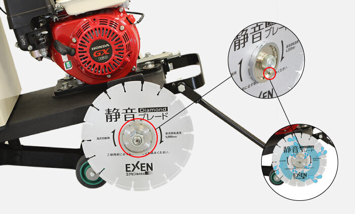 Semi-self-propelled concrete saw wet type