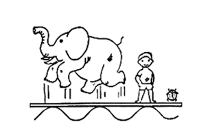 Illustration Showing the Effects of Low-Frequency Vibration (Elephant, Boy, and Ladybug)
