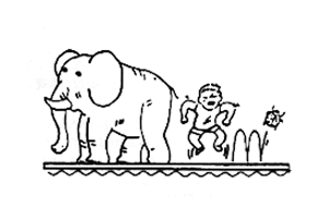 Illustration Showing the Effects of High-Frequency Vibration (Elephant, Boy, and Ladybug)