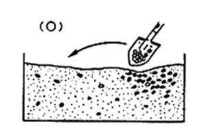 Collecting aggregate-rich material and placing it into workable concrete
